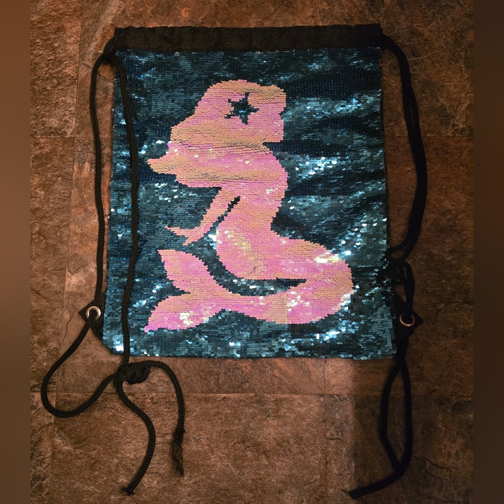Mermaid Sequin Drawstring Bag Backpack